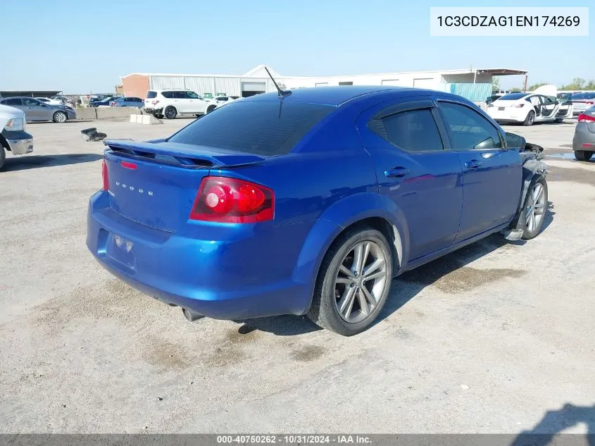 2014 Dodge Avenger Se VIN: 1C3CDZAG1EN174269 Lot: 40750262