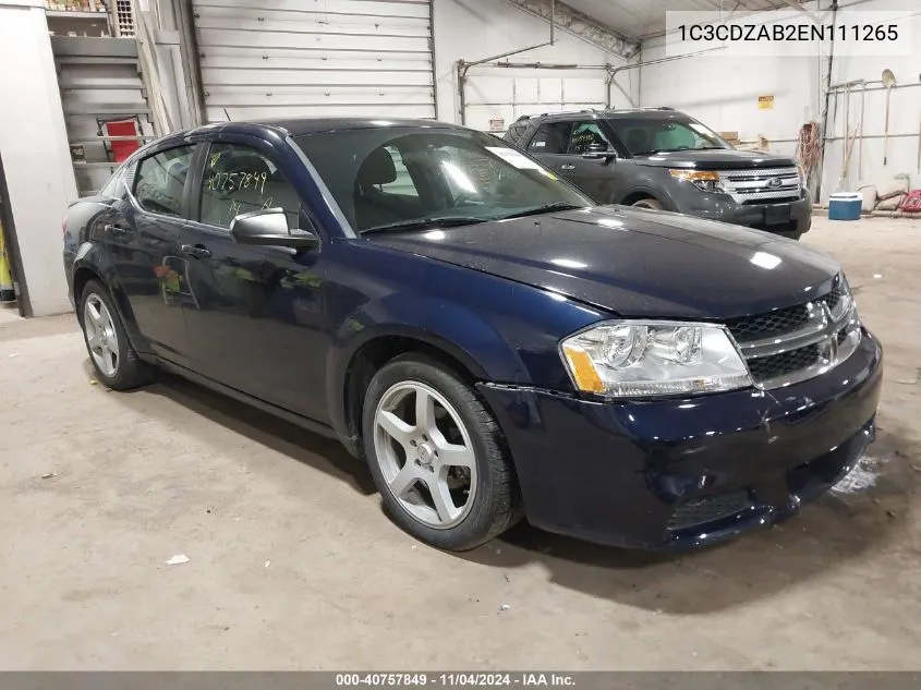 2014 Dodge Avenger Se VIN: 1C3CDZAB2EN111265 Lot: 40757849