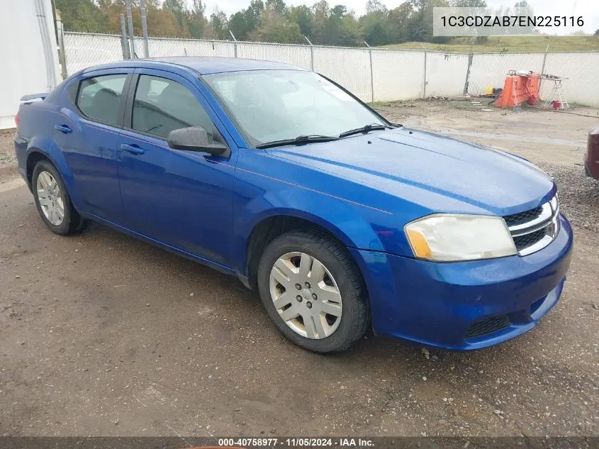 2014 Dodge Avenger Se VIN: 1C3CDZAB7EN225116 Lot: 40758977