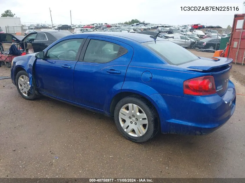 2014 Dodge Avenger Se VIN: 1C3CDZAB7EN225116 Lot: 40758977