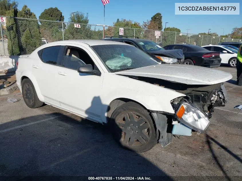 2014 Dodge Avenger Se VIN: 1C3CDZAB6EN143779 Lot: 40767835