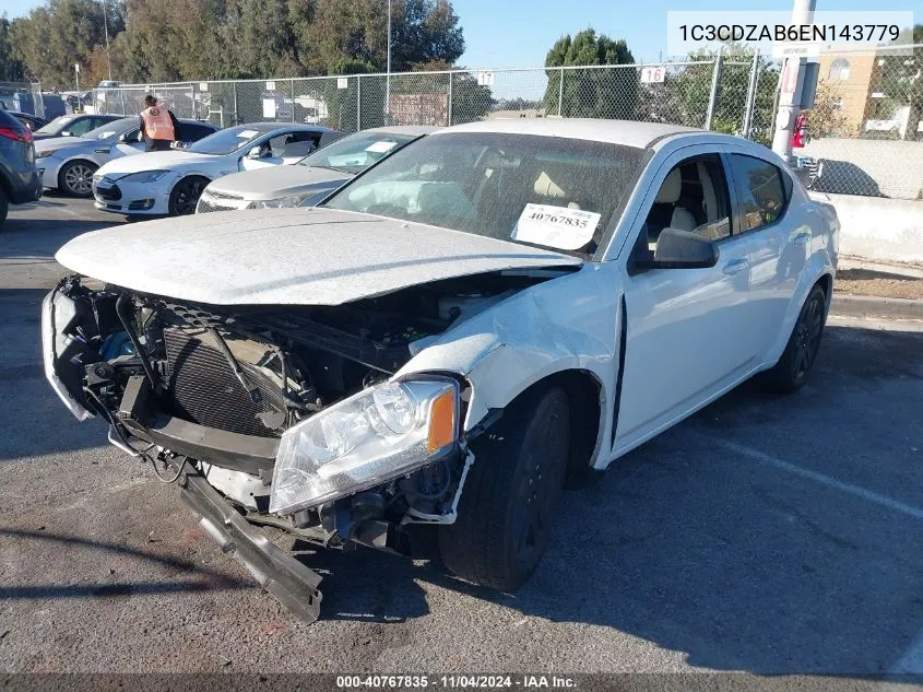 2014 Dodge Avenger Se VIN: 1C3CDZAB6EN143779 Lot: 40767835