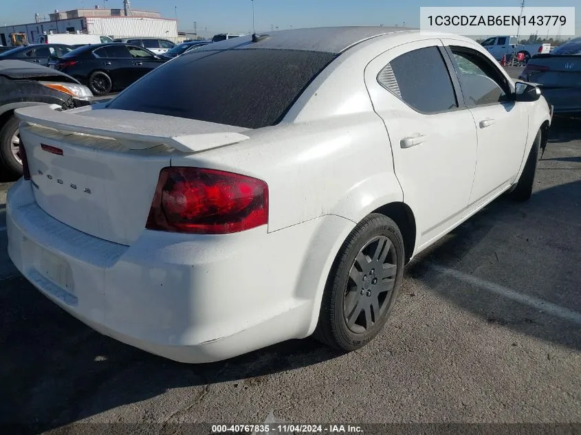 2014 Dodge Avenger Se VIN: 1C3CDZAB6EN143779 Lot: 40767835