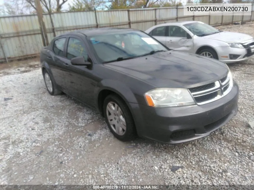 2014 Dodge Avenger Se VIN: 1C3CDZABXEN200730 Lot: 40780279