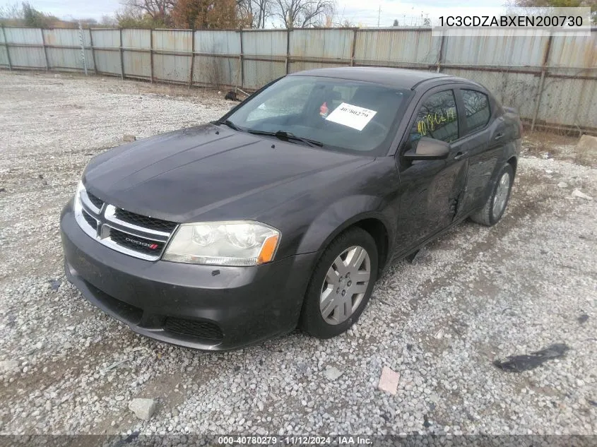 2014 Dodge Avenger Se VIN: 1C3CDZABXEN200730 Lot: 40780279