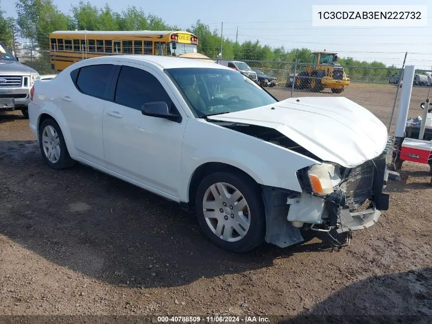 2014 Dodge Avenger Se VIN: 1C3CDZAB3EN222732 Lot: 40788509