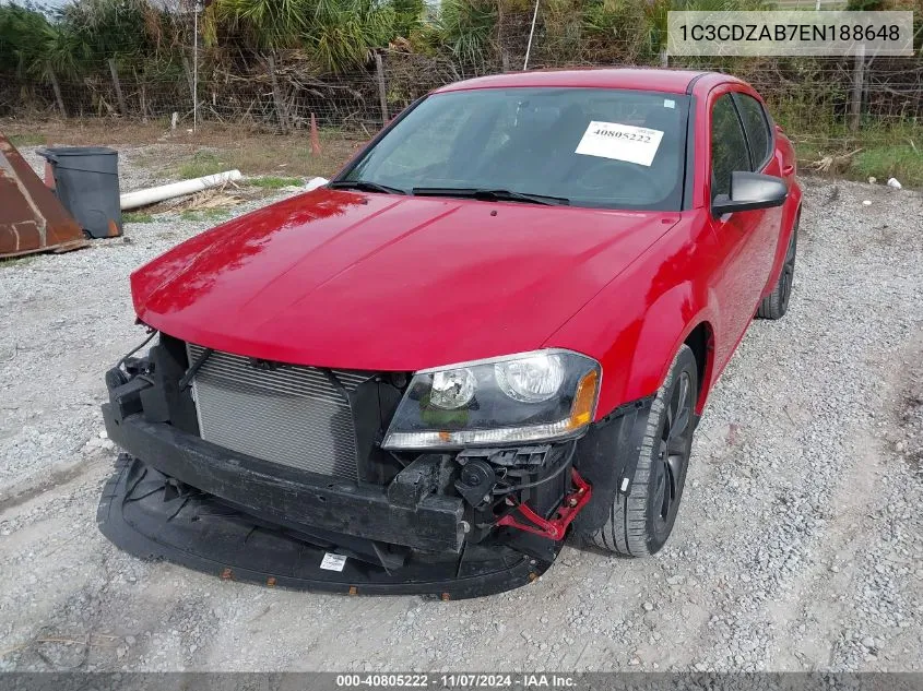 2014 Dodge Avenger Se VIN: 1C3CDZAB7EN188648 Lot: 40805222