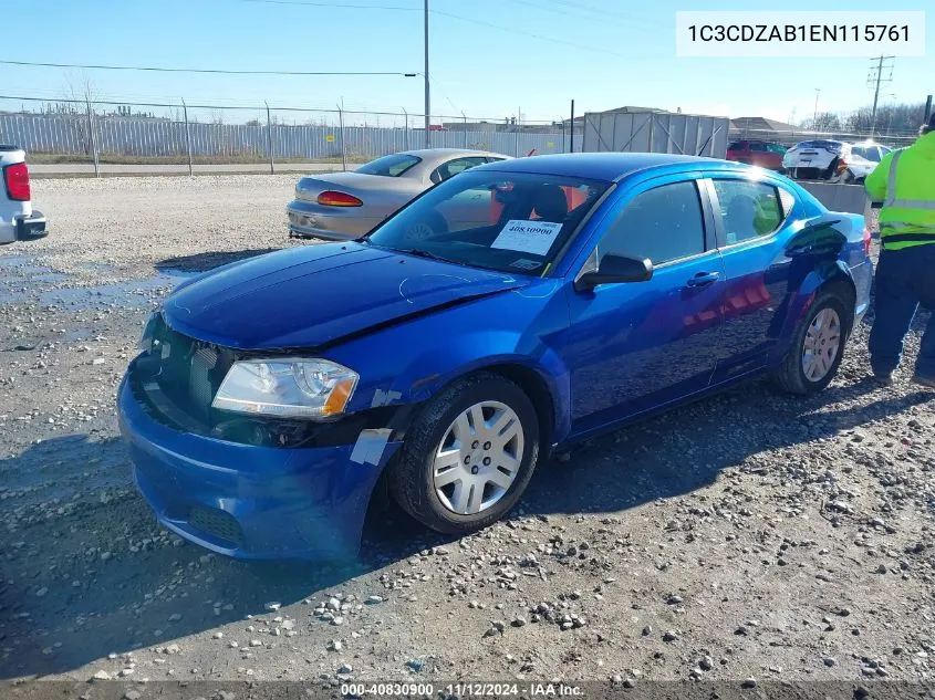 1C3CDZAB1EN115761 2014 Dodge Avenger Se