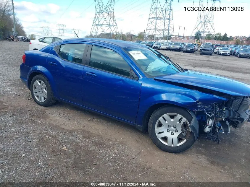 1C3CDZAB8EN113098 2014 Dodge Avenger Se