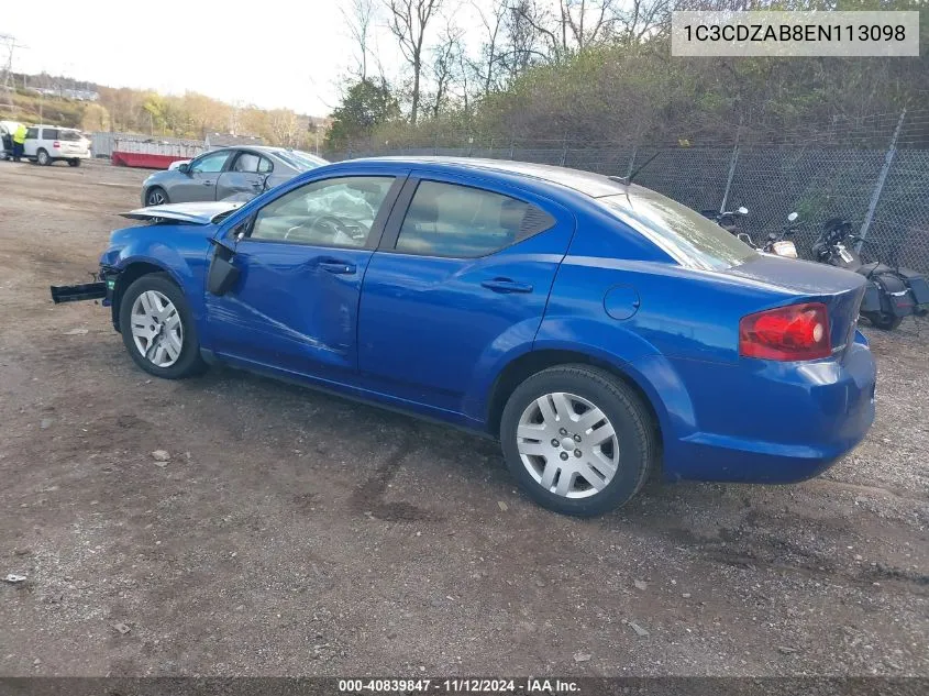 1C3CDZAB8EN113098 2014 Dodge Avenger Se