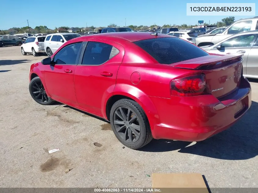 2014 Dodge Avenger Se VIN: 1C3CDZAB4EN223193 Lot: 40862863