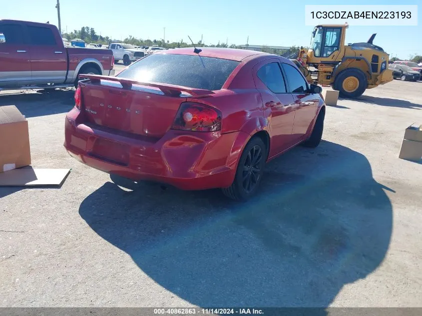 2014 Dodge Avenger Se VIN: 1C3CDZAB4EN223193 Lot: 40862863