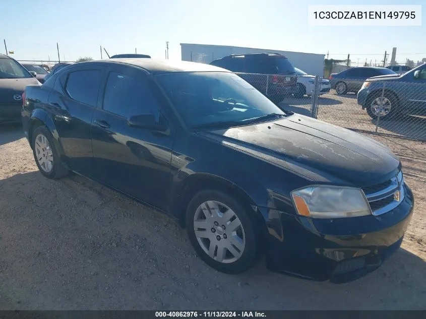 2014 Dodge Avenger Se VIN: 1C3CDZAB1EN149795 Lot: 40862976