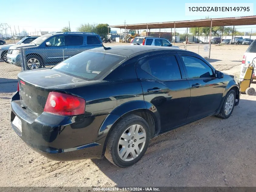 2014 Dodge Avenger Se VIN: 1C3CDZAB1EN149795 Lot: 40862976