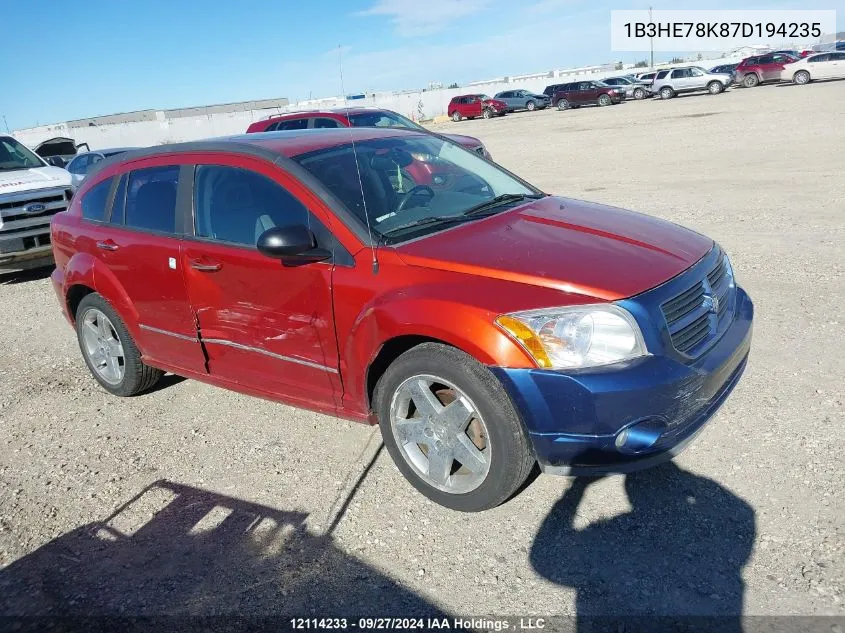 2007 Dodge Caliber R/T VIN: 1B3HE78K87D194235 Lot: 12114233