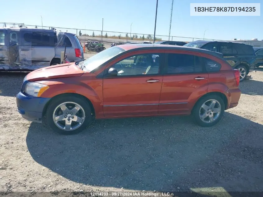 2007 Dodge Caliber R/T VIN: 1B3HE78K87D194235 Lot: 12114233