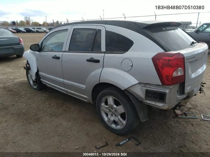 2007 Dodge Caliber Sxt VIN: 1B3HB48B07D510380 Lot: 30048015