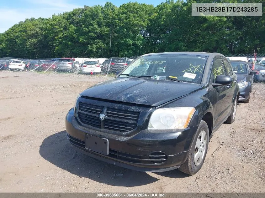 2007 Dodge Caliber VIN: 1B3HB28B17D243285 Lot: 39585061