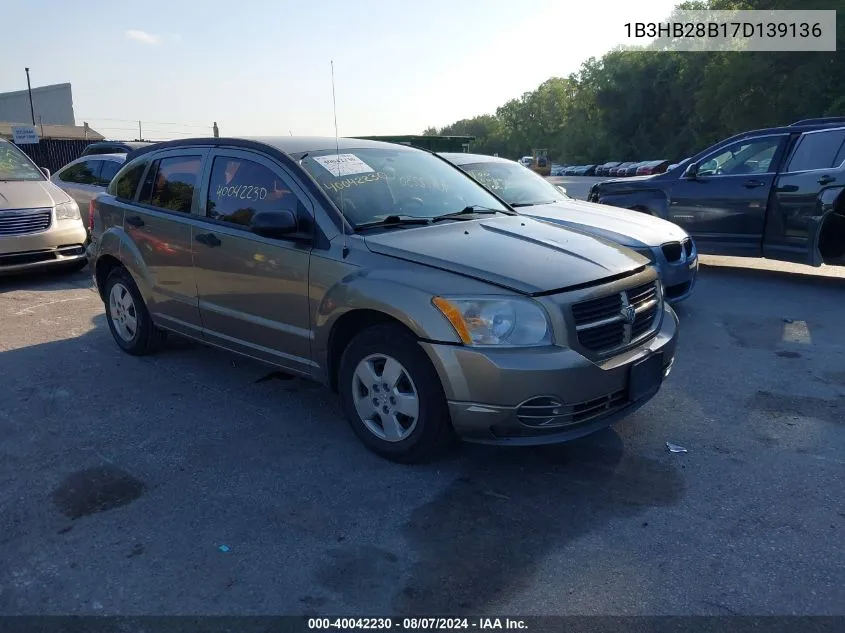 2007 Dodge Caliber VIN: 1B3HB28B17D139136 Lot: 40042230