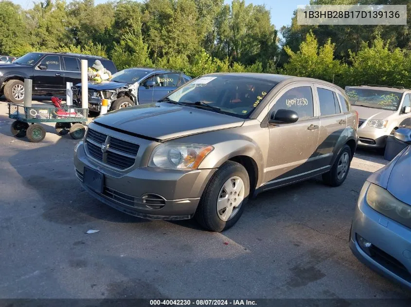 2007 Dodge Caliber VIN: 1B3HB28B17D139136 Lot: 40042230