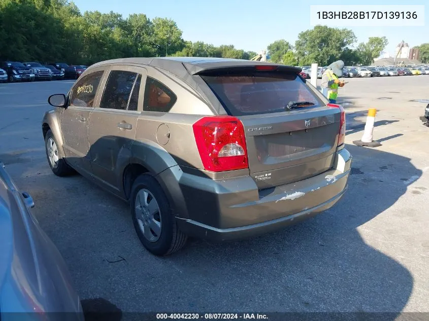 2007 Dodge Caliber VIN: 1B3HB28B17D139136 Lot: 40042230