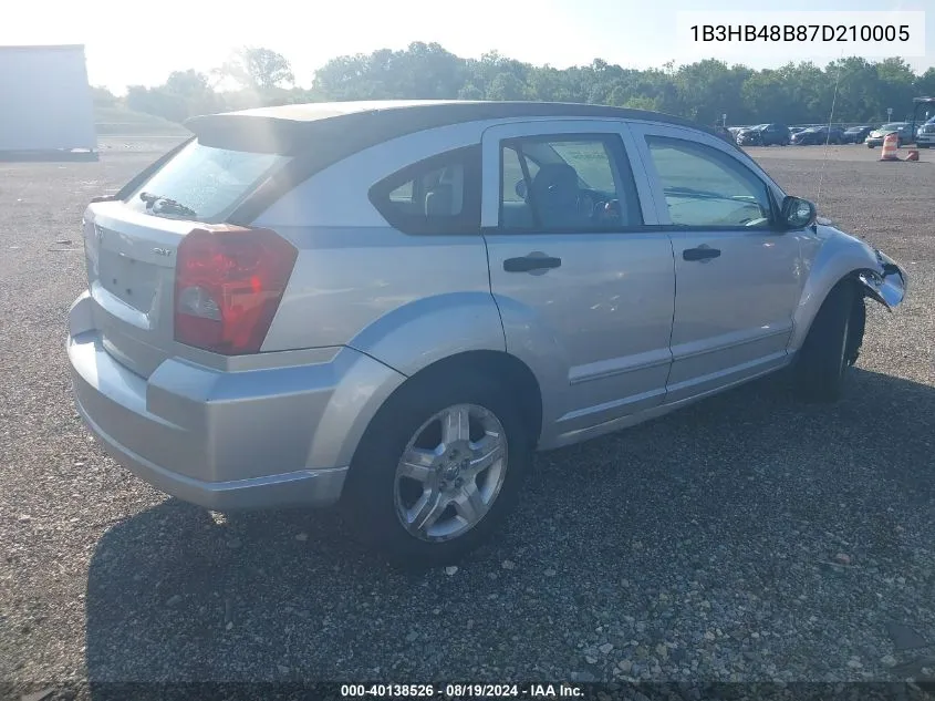 2007 Dodge Caliber Sxt VIN: 1B3HB48B87D210005 Lot: 40138526