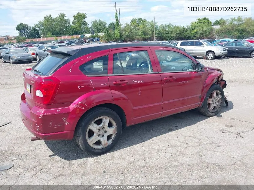 2007 Dodge Caliber Sxt VIN: 1B3HB48B87D262735 Lot: 40155802