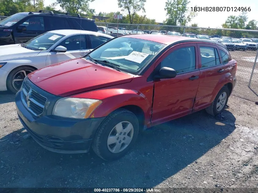 2007 Dodge Caliber VIN: 1B3HB28B07D124966 Lot: 40237786