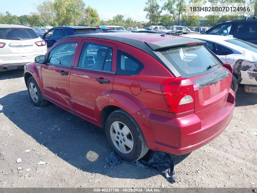 2007 Dodge Caliber VIN: 1B3HB28B07D124966 Lot: 40237786