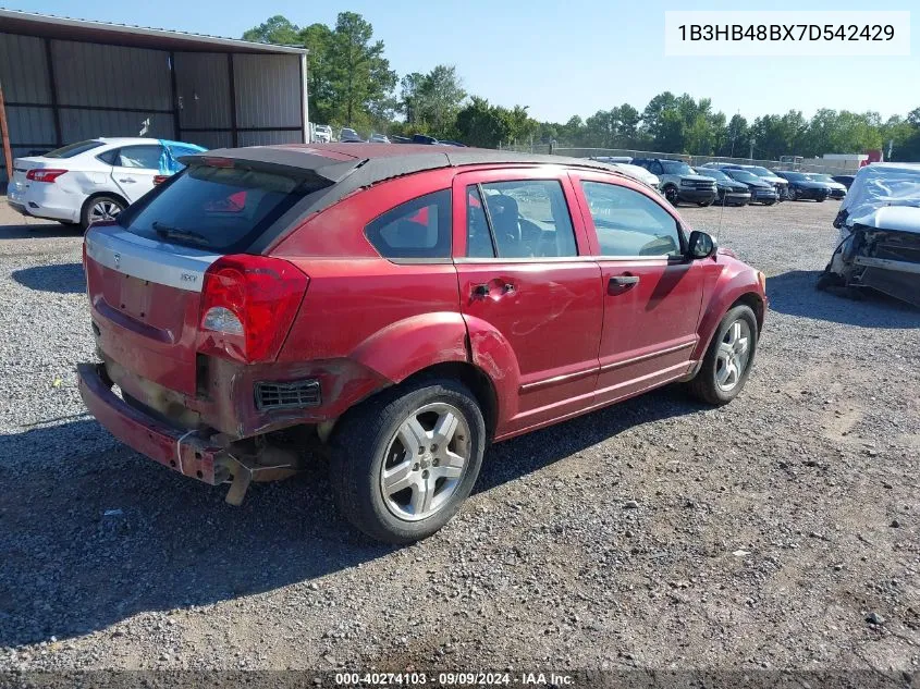 2007 Dodge Caliber Sxt VIN: 1B3HB48BX7D542429 Lot: 40274103