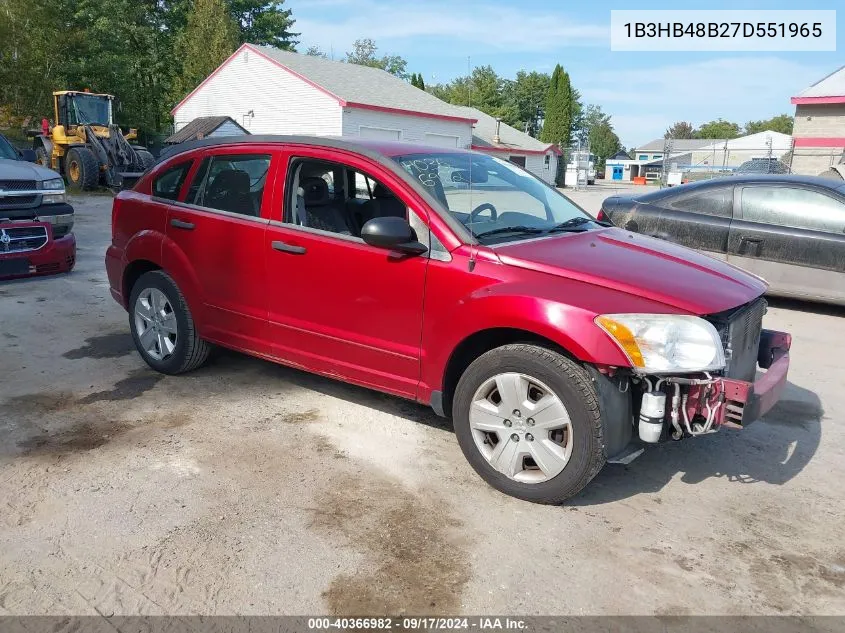 2007 Dodge Caliber Sxt VIN: 1B3HB48B27D551965 Lot: 40366982