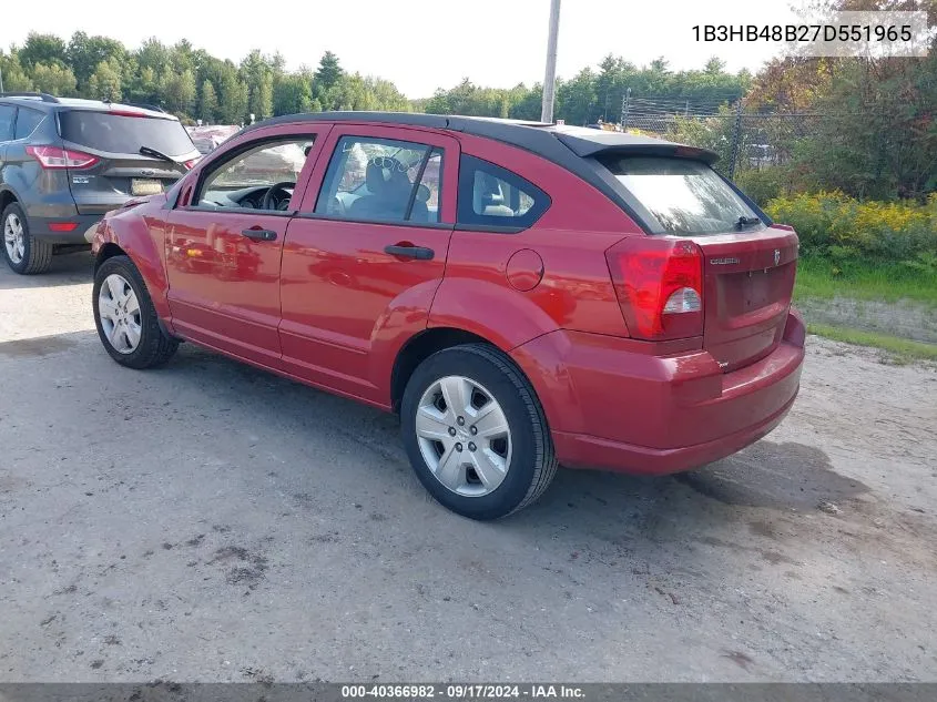 2007 Dodge Caliber Sxt VIN: 1B3HB48B27D551965 Lot: 40366982