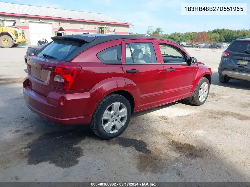 2007 Dodge Caliber Sxt VIN: 1B3HB48B27D551965 Lot: 40366982