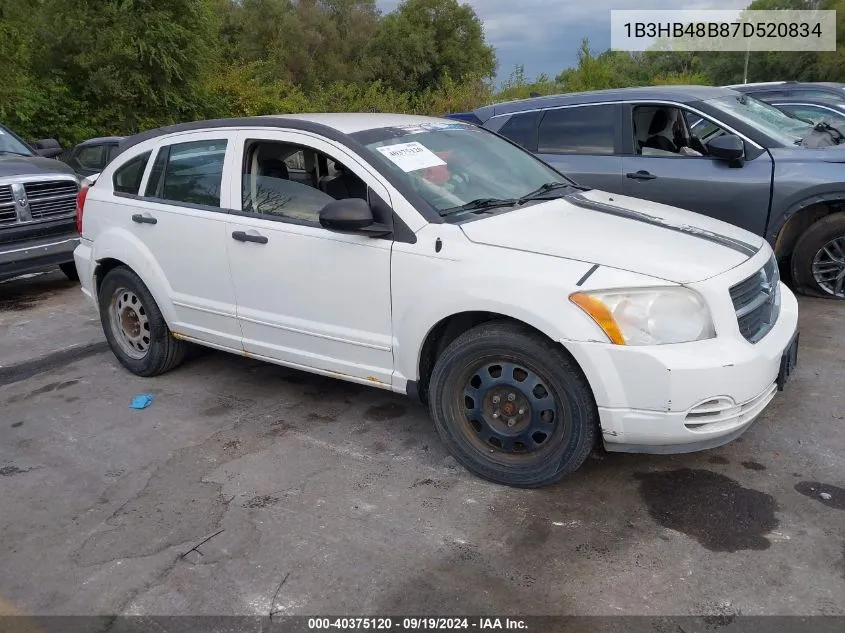 2007 Dodge Caliber Sxt VIN: 1B3HB48B87D520834 Lot: 40375120