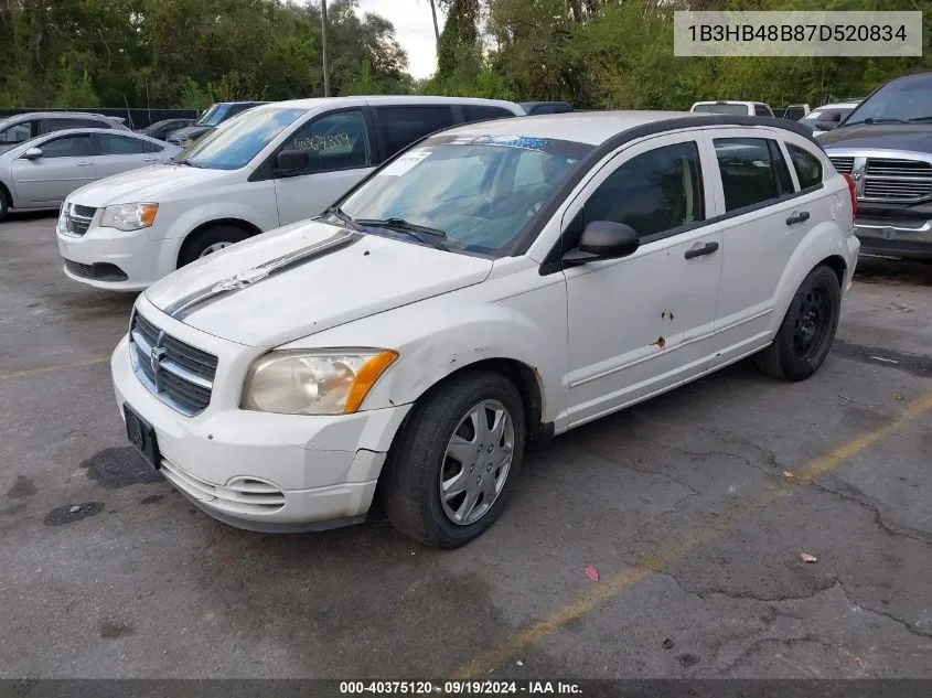 2007 Dodge Caliber Sxt VIN: 1B3HB48B87D520834 Lot: 40375120