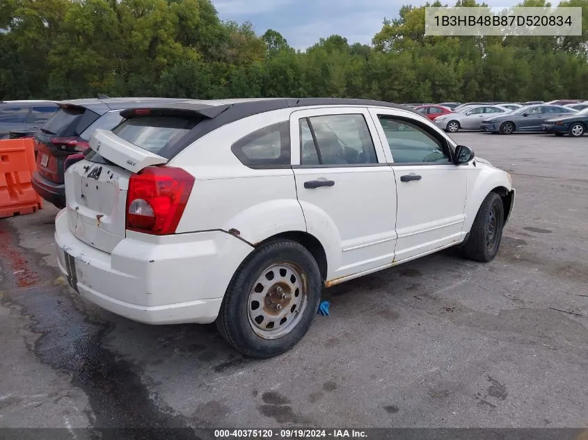 2007 Dodge Caliber Sxt VIN: 1B3HB48B87D520834 Lot: 40375120