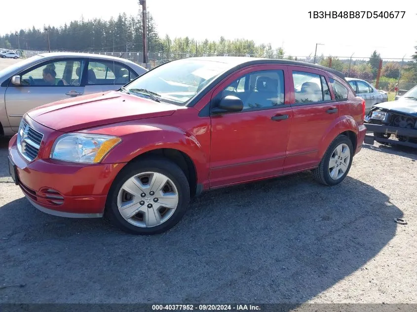 2007 Dodge Caliber Sxt VIN: 1B3HB48B87D540677 Lot: 40377952