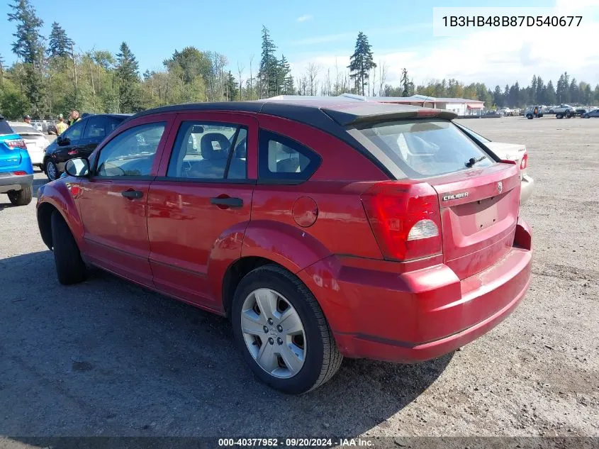 2007 Dodge Caliber Sxt VIN: 1B3HB48B87D540677 Lot: 40377952