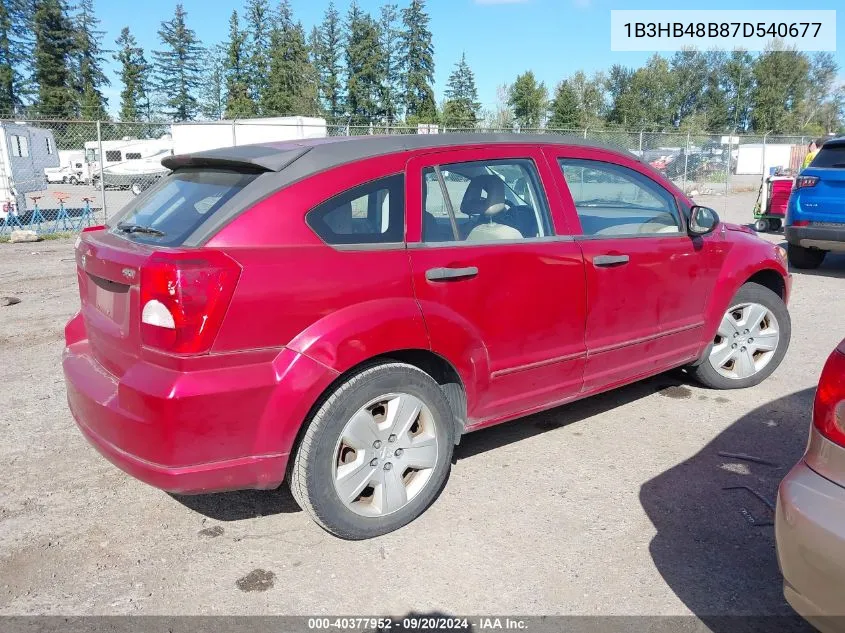 2007 Dodge Caliber Sxt VIN: 1B3HB48B87D540677 Lot: 40377952