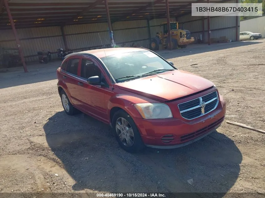 2007 Dodge Caliber Sxt VIN: 1B3HB48B67D403415 Lot: 40469190