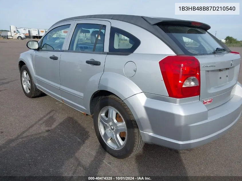 2007 Dodge Caliber Sxt VIN: 1B3HB48B87D210540 Lot: 40474325