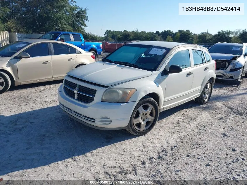 2007 Dodge Caliber Sxt VIN: 1B3HB48B87D542414 Lot: 40500329