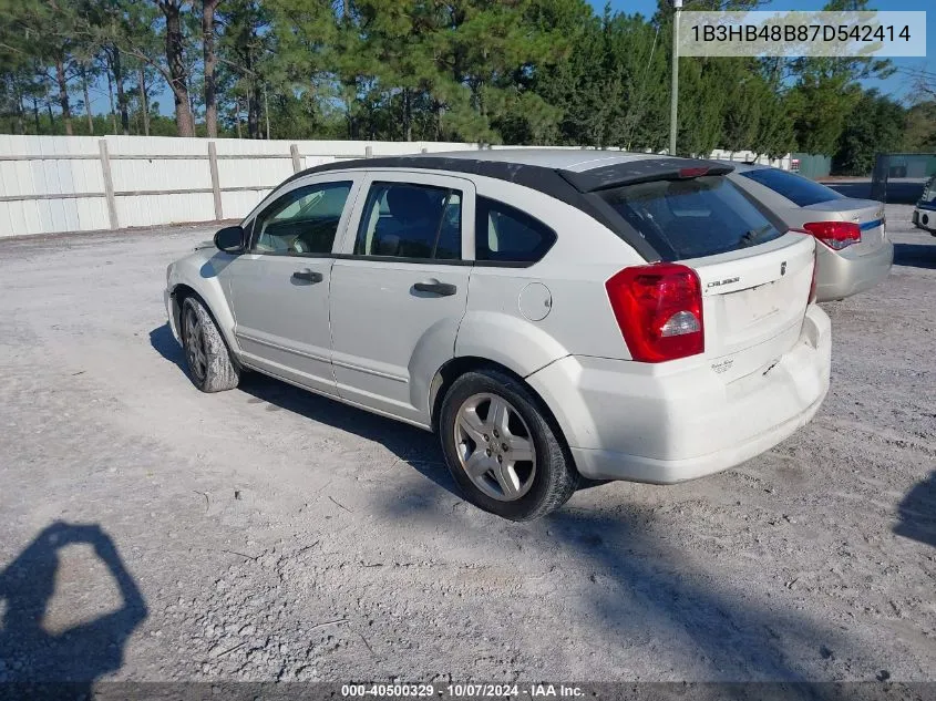 2007 Dodge Caliber Sxt VIN: 1B3HB48B87D542414 Lot: 40500329