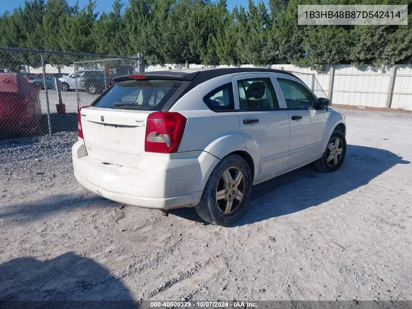 2007 Dodge Caliber Sxt VIN: 1B3HB48B87D542414 Lot: 40500329