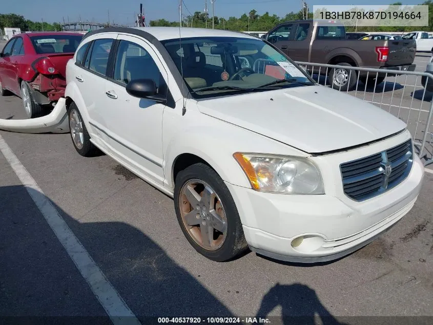 2007 Dodge Caliber R/T VIN: 1B3HB78K87D194664 Lot: 40537920