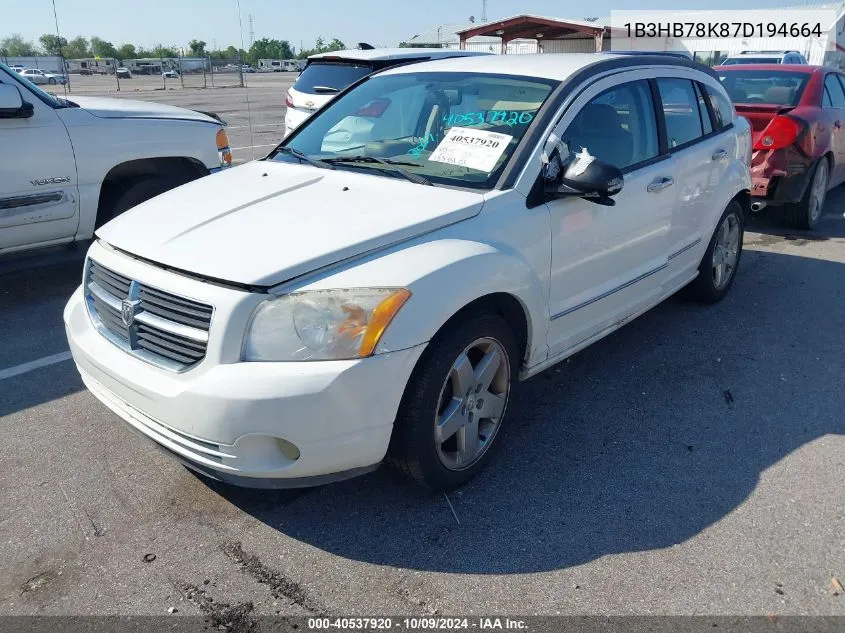 2007 Dodge Caliber R/T VIN: 1B3HB78K87D194664 Lot: 40537920