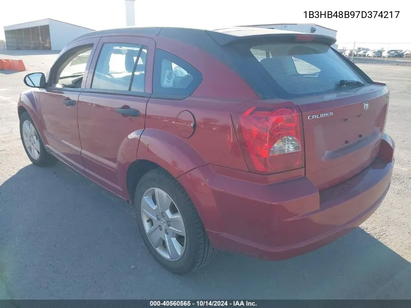 2007 Dodge Caliber Sxt VIN: 1B3HB48B97D374217 Lot: 40560565