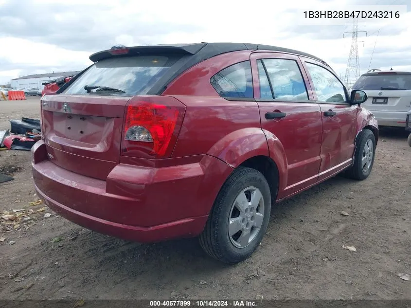 2007 Dodge Caliber VIN: 1B3HB28B47D243216 Lot: 40577899