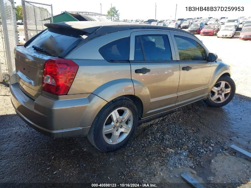 2007 Dodge Caliber Sxt VIN: 1B3HB48B37D259953 Lot: 40598123