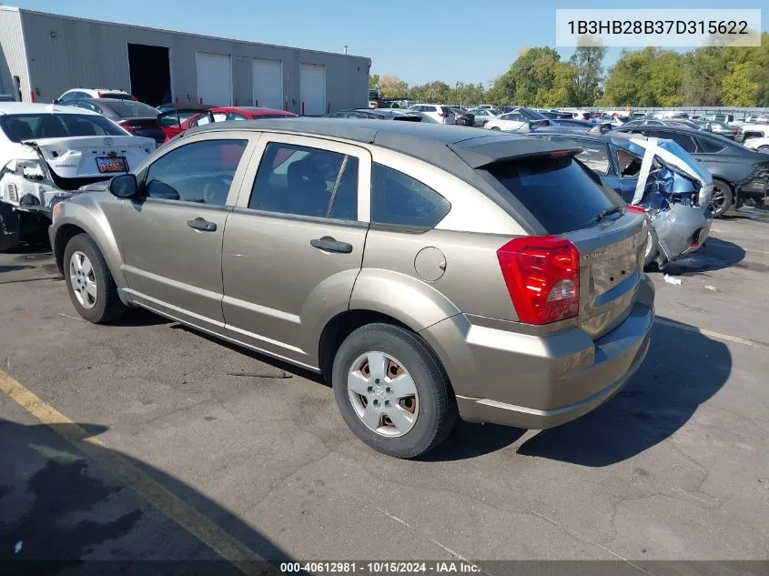 2007 Dodge Caliber VIN: 1B3HB28B37D315622 Lot: 40612981